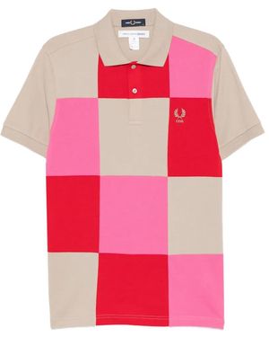 Comme des Garçons Patchwork-Effect Logo-Embroidered Polo Shirt - Pink