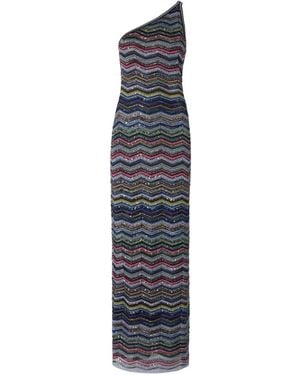 Missoni One-Shoulder Sequin-Embellished Maxi Dress - Blue