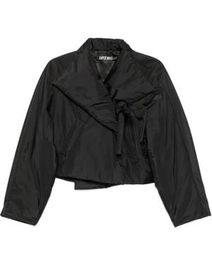 Lutz Huelle Bow-Detail Cropped Jacket - Black