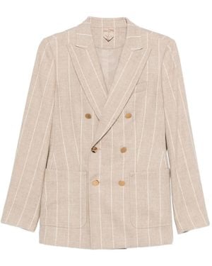 Max Mara Striped Double-Breasted Blazer - Natural
