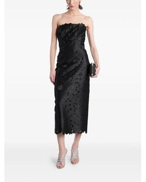Costarellos Astelle Floral-Lace Strapless Midi Dress - Black