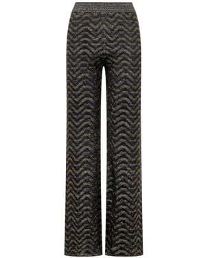 Missoni Zigzag-Knit Metallic-Thread Pants - Black