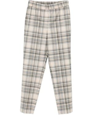 Peserico Checked Elastic-Waist Trousers - Grey