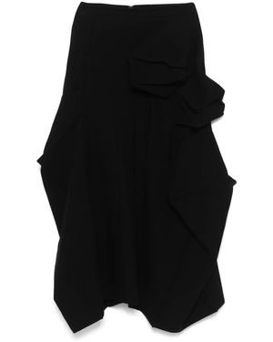 Yohji Yamamoto 3D-Appliqué Midi Skirt - Black