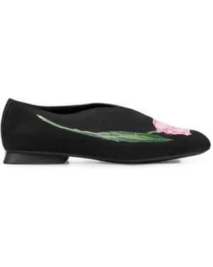 Camper Casi Myra Floral-Print Ballet Flats - Black