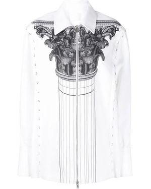 Dion Lee Column-Print Hook-And-Eye Shirt Jacket - White
