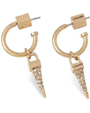 AllSaints Crystal-Embellished Spike Hoop Earrings - Metallic