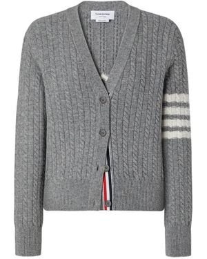 Thom Browne Cárdigan Con Motivo 4-Bar Y Ancla En Intarsia De Lana Merino - Gris