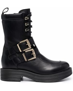Love Moschino Buckle-Fastening Combat Boots - Black