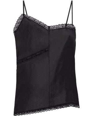 MM6 by Maison Margiela Lace-Detail Silk Top - Black