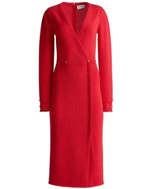 St. John Gestricktes Midikleid Mit V-Ausschnitt - Rot