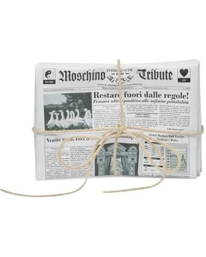 Moschino Newspaper-Print Clutch Bag - Gray