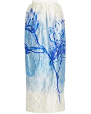 Erdem Maxirock Mit Blumen-Print - Blau