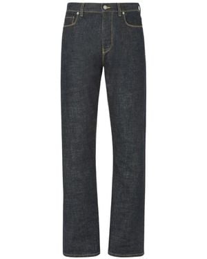 Fendi Logo-Patch Contrast-Stitch Jeans - Blue