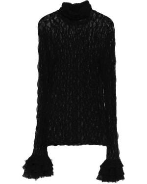 So Allure Blusa de encaje con volantes - Negro