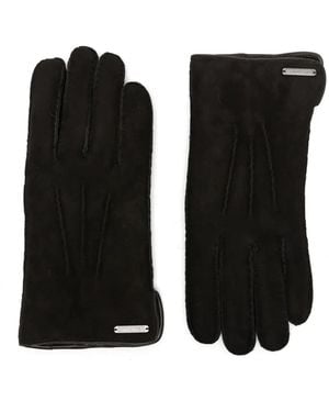Corneliani Logo-Plaque Suede-Finish Gloves - Black
