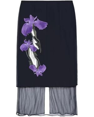 Givenchy Floral-Print Layered Midi Skirt - Blue