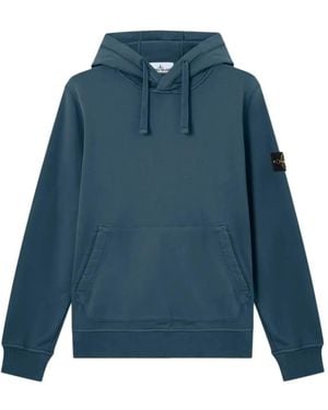 Stone Island Logo-Patch Hoodie - Blue