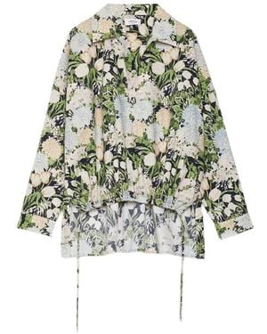 Ottod'Ame Floral Drawstring Shirt - White