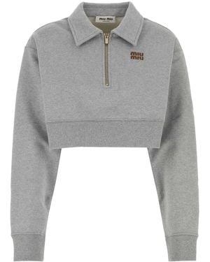 Miu Miu Cropped-Sweatshirt - Grau