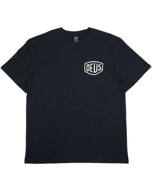 Deus Ex Machina Milano Adress Graphic-Print Logo-Patch T-Shirt - Blue