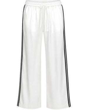 SPRWMN Athletic Side-Stripe Wide-Leg Silk Track Trousers - White