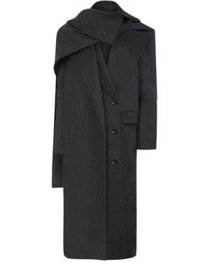 Violante Nessi Sloane Double-Breasted Scarf Coat - Black