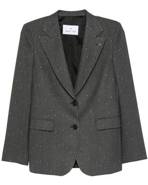 Manuel Ritz Herringbone-Pattern Glitter-Effect Blazer - Black