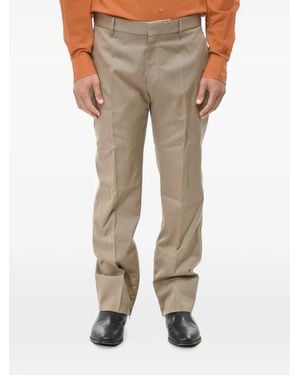 Off-White c/o Virgil Abloh Embroidered-Logo Wool Trousers - Natural