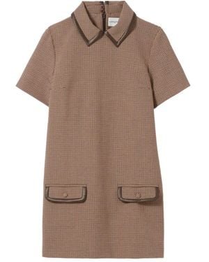 Claudie Pierlot Jurk Met Pied-De-Poule Print - Bruin