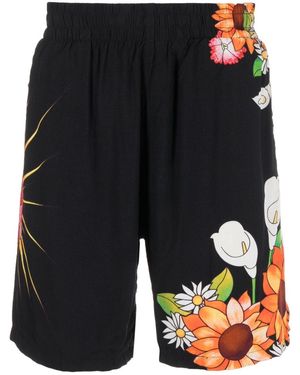 Pleasures Heart-Print Bermuda Shorts - Black