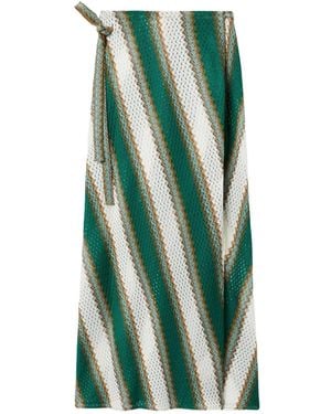 La DoubleJ Diagonal-Stripe Maxi Skirt - Green