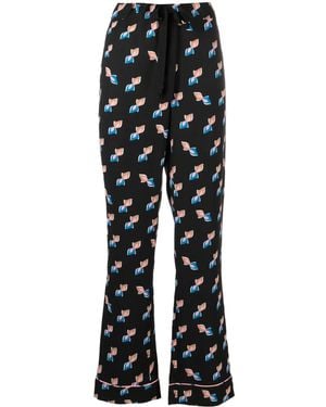 Diane von Furstenberg Veronica Geometric-Print Trousers - Black