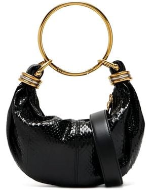 Chloé Ring-Top Puff-Faced Leather Shoulder Bag - Black