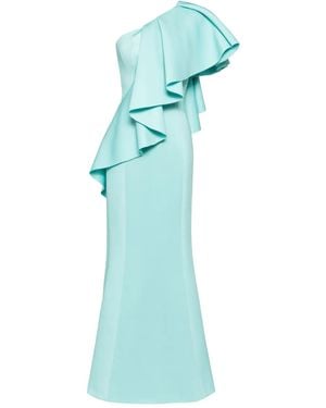 Saiid Kobeisy Ruffled Scuba Long Dress - Blue
