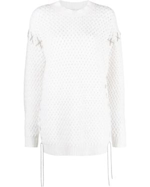 GIUSEPPE DI MORABITO Decorative-Stitches Knitted Minidress - White