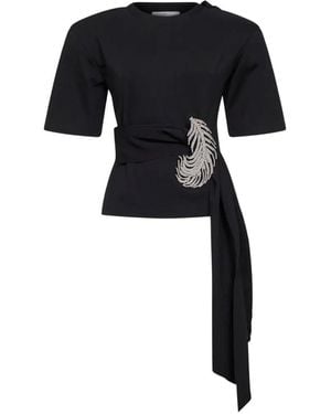 GIUSEPPE DI MORABITO Feather-Detail T-Shirt - Black