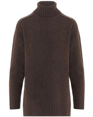 Bruno Manetti Roll-Neck Ribbed-Trim Sweater - Brown