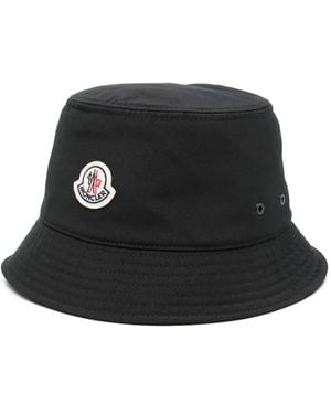 Moncler Sombrero de pescador con parche del logo - Negro