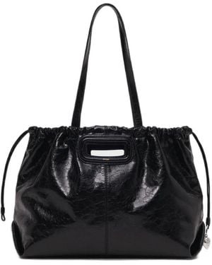 Maje Crackled Leather M Tote Bag - Black