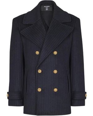 Balmain Pinstripe Double-Breasted Jacket - Blue