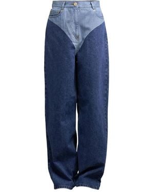 Pushbutton Belt-Loops Jeans - Blue