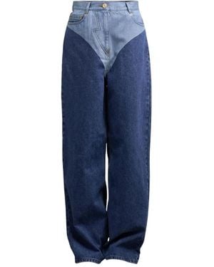 Pushbutton Belt-Loops Jeans - Blue