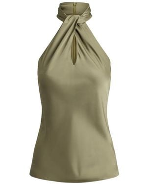 Ralph Lauren Twist-Front Halterneck Blouse - Green