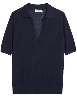 Gabriela Hearst Short-Sleeve Polo Jumper - Blue