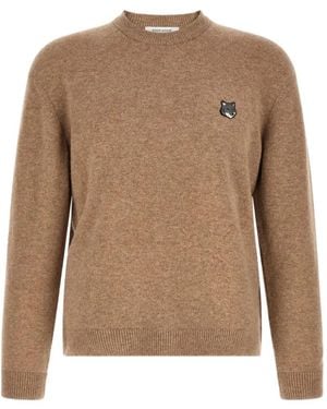 Maison Kitsuné Fox-Head Wool Sweater - Natural