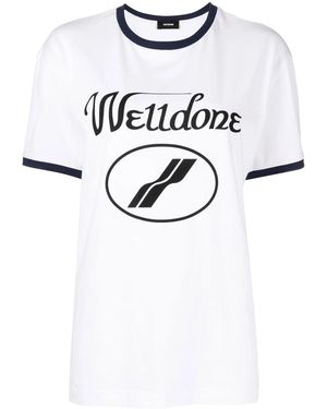 we11done Logo-Print Crew-Neck T-Shirt - White