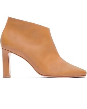 Bernardo 80Mm Garda Square-Toe Leather Boots - Brown