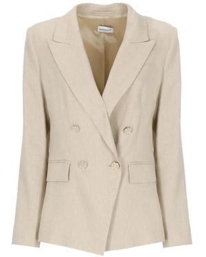 Marella Double-Breasted Peak-Lapel Jacket - Natural