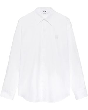MSGM Logo-Appliqué Long-Sleeve Shirt - White